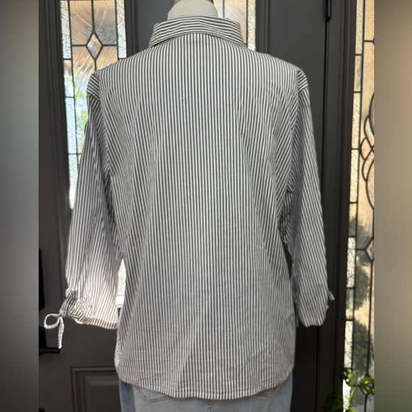 Chico’s Black & White Striped Poplin Button Front Blouse | Size 3 (XL) - Picture 4 of 9